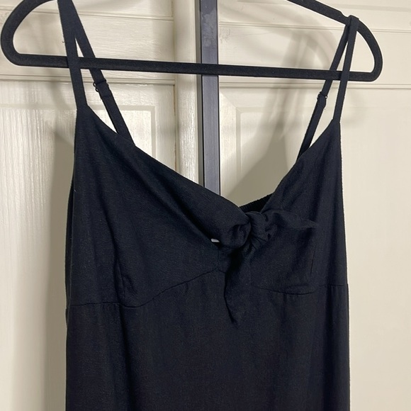 Old Navy Women’s Tie Front Size XL Navy Blue Sleeveless Linen Blend Shift Dress - Picture 2 of 9